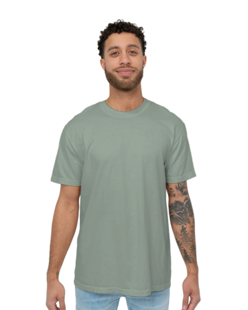 Model wearing a CC1717 Comfort Colors Pigment Dyed Short Sleeve Shirt